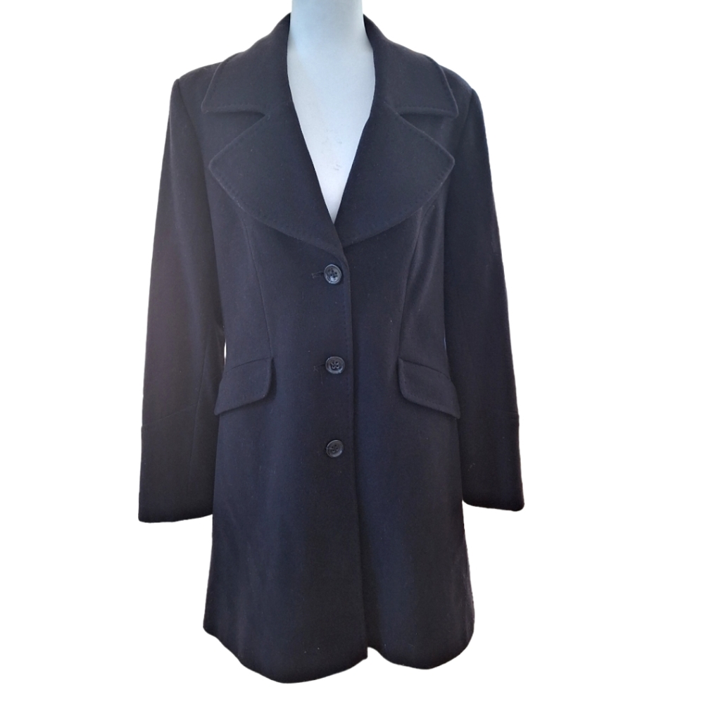 DKNY Donna Karen New York Black Wool Trench Coat Women's sz14